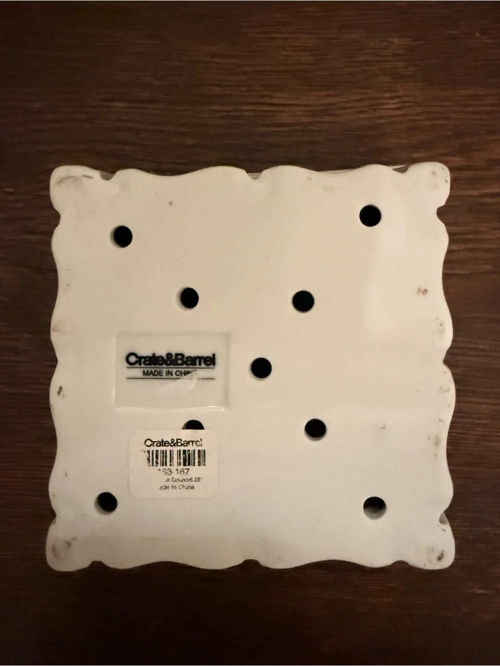 Crate&Barrel White Ceramic Square Berry Basket
